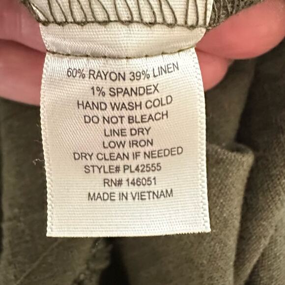 Monteau Olive Green Sleeveless Jumpsuit Linen Blend Size 2X - Picture 5 of 5